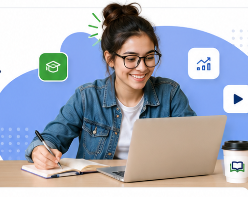 Aluna estudando tecnologia